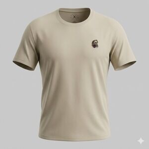 East West Skull T Shirt Men 2XL Beige Embroidered Graphic Streetwear